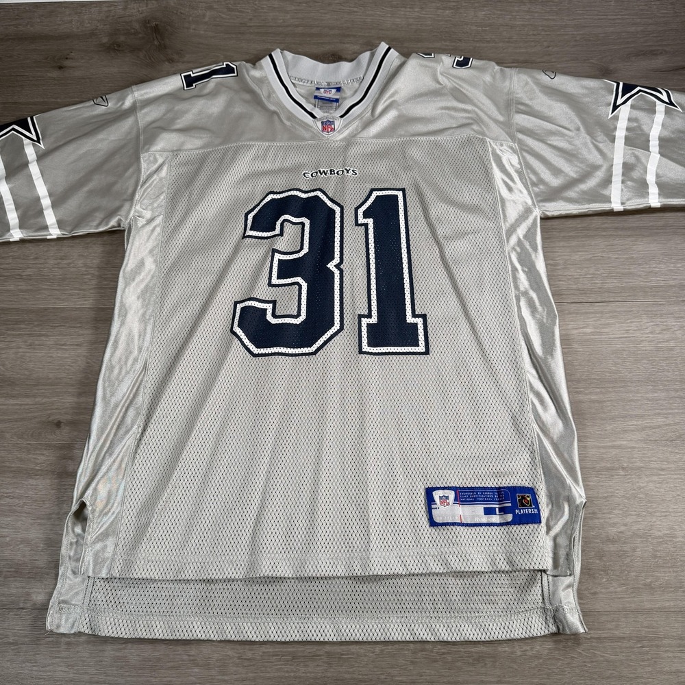 Dallas Cowboys Jersey Mens Large Silver NFL Football Roy Williams 31 Reebok